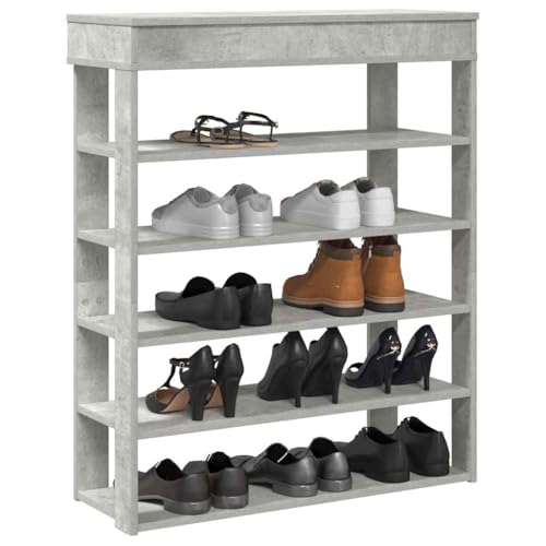 QJBSAVVA Schuhregal Betongrau 80x30x98 cm Schuhschrank Hoch Schmal aus Holzwerkstoff mit Mehreren Fächern und Praktischer Oberplatte für Flur Eingangsbereich und Wohnmobil von QJBSAVVA