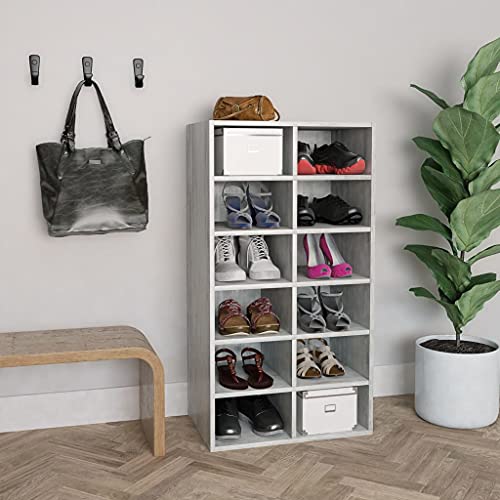 QJBSAVVA Schuhregal Betongrau aus Holzwerkstoff 54 x 34 x 100,5 cm mit 12 Fächern platzsparend und robust für Flur Wohnzimmer und Camping QJBSAVVA Schuhregal Betongrau aus Holzwerkstoff 54 x 34 x 100,5 cm mit 12 Fächern platzsparend und robust für Flur Wohnzimmer und Camping von QJBSAVVA