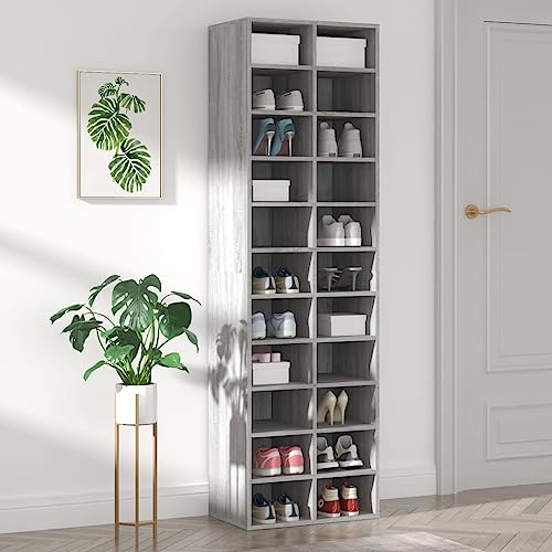 QJBSAVVA Schuhregal Grau Sonoma 54x34x183 cm aus Holzwerkstoff mit 22 Fächern Modernes Design & Platzsparend für Flur Wohnzimmer und Schlafzimmer QJBSAVVA Schuhregal Grau Sonoma 54x34x183 cm aus Holzwerkstoff mit 22 Fächern Modernes Design & Platzsparend für Flur Wohnzimmer und Schlafzimmer von QJBSAVVA