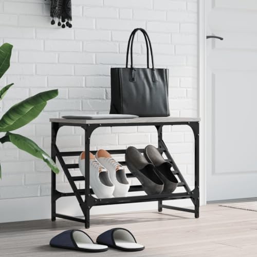 QJBSAVVA Schuhregal Grau Sonoma 60x30x45 cm aus Holzwerkstoff & Stahl Stabiles Schuhregal mit geneigter Ablage und robuster Oberplatte für Flur Wohnzimmer oder Camping QJBSAVVA Schuhregal Grau Sonoma 60x30x45 cm aus Holzwerkstoff & Stahl Stabiles Schuhregal mit geneigter Ablage und robuster Oberplatte für Flur Wohnzimmer oder Camping von QJBSAVVA