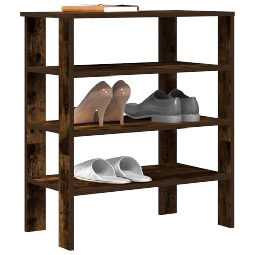QJBSAVVA Schuhregal Räuchereiche 61x32x70 cm Schuhschrank Schmal Hoch mit Stauraum & Organizer Funktion Platzsparend für Flur Eingangsbereich und Wohnmobil von QJBSAVVA