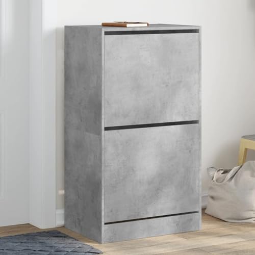 QJBSAVVA Schuhschrank Betongrau 60x42x108 cm mit 2 Klappen und 6 Ebenen Hochschmaler Schuhorganizer aus Holzwerkstoff Platzsparendes Schuhregal für Flur Wohnmobil und kleine Wohnungen QJBSAVVA Schuhschrank Betongrau 60x42x108 cm mit 2 Klappen und 6 Ebenen Hochschmaler Schuhorganizer aus Holzwerkstoff Platzsparendes Schuhregal für Flur Wohnmobil und kleine Wohnungen von QJBSAVVA