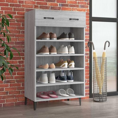 QJBSAVVA Schuhschrank Grau Sonoma 60x35x105 cm Schuhregal Schmal mit Einlegeböden und Schublade Platzsparender Schuhorganizer für Flur Schlafzimmer und Wohnmobil QJBSAVVA Schuhschrank Grau Sonoma 60x35x105 cm Schuhregal Schmal mit Einlegeböden und Schublade Platzsparender Schuhorganizer für Flur Schlafzimmer und Wohnmobil von QJBSAVVA