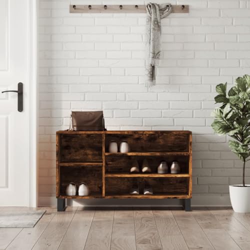 QJBSAVVA Schuhschrank Räuchereiche 102x36x60 cm Schuhregal aus Holzwerkstoff mit 5 Fächern & Metallbeinen Modernes Design für Flur Wohnzimmer oder Schlafzimmer QJBSAVVA Schuhschrank Räuchereiche 102x36x60 cm Schuhregal aus Holzwerkstoff mit 5 Fächern & Metallbeinen Modernes Design für Flur Wohnzimmer oder Schlafzimmer von QJBSAVVA