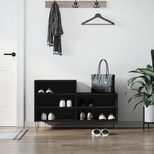 QJBSAVVA Schuhschrank Schwarz Modernes Schuhregal aus Holzwerkstoff mit 5 Fächern und Metallbeinen 102 x 36 x 60 cm Platzsparende Schuhablage für Flur Wohnzimmer und Schlafzimmer QJBSAVVA Schuhschrank Schwarz Modernes Schuhregal aus Holzwerkstoff mit 5 Fächern und Metallbeinen 102 x 36 x 60 cm Platzsparende Schuhablage für Flur Wohnzimmer und Schlafzimmer von QJBSAVVA