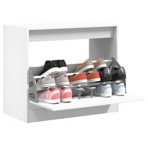 QJBSAVVA Schuhschrank Weiß 80x42x69 cm aus Holzwerkstoff Schuhregal schmal mit 3 Fächern und Stabiler Ablagefläche Platzsparende Schuhaufbewahrung für Flur Wohnmobil und kleine Räume von QJBSAVVA