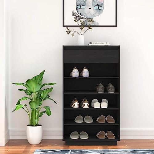QJBSAVVA Schuhschrank aus Massivholz Kiefer 60x34x105 cm Schuhregal Schmal Hoch mit Stauraum für Flur Wohnmobil und Camping Robustes Schuhorganizer von QJBSAVVA
