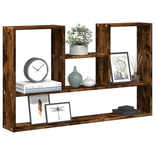 QJBSAVVA Schwebendes Wandregal Bücherregal in Räuchereiche aus Holzwerkstoff 99x15x60 cm - Robustes Regal mit Großem Stauraum für Deko Bücher und Küchenutensilien im Wohnzimmer Bad oder Küche von QJBSAVVA