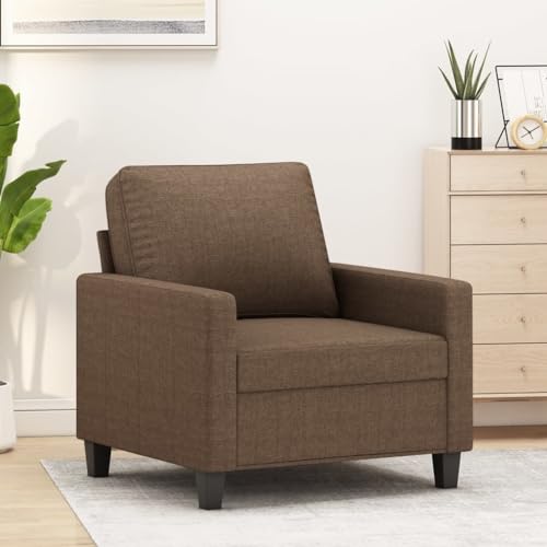 QJBSAVVA Sessel Braun 60 cm Stoff Bequemer Relaxsessel mit Modernem Design Robustes Metallgestell & Atmungsaktiver Polyester für Wohnzimmer Balkon oder Esszimmer von QJBSAVVA