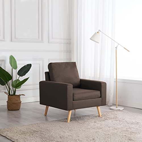 QJBSAVVA Sessel Braun Stoff Bequemer Loungesessel mit Weichen Kissen und Massivholzrahmen 77 x 71 x 80 cm für Wohnzimmer Schlafzimmer und Balkon von QJBSAVVA