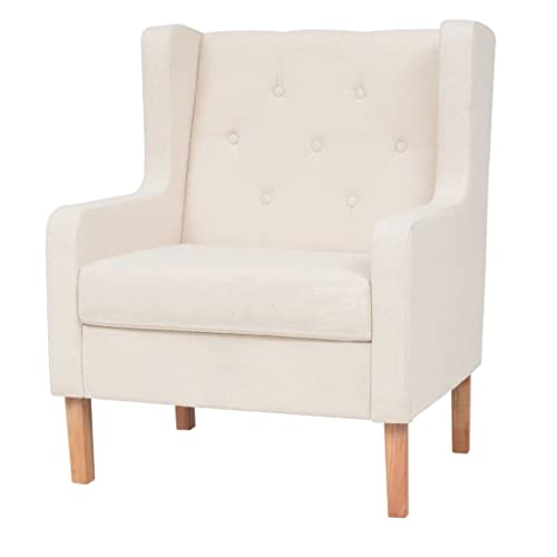 QJBSAVVA Sessel Cremeweiß Stoff Bequemer Loungesessel mit Massivholzrahmen 76 x 68 x 90 cm Lesesessel und Relaxsessel für Wohnzimmer Schlafzimmer und Balkon von QJBSAVVA