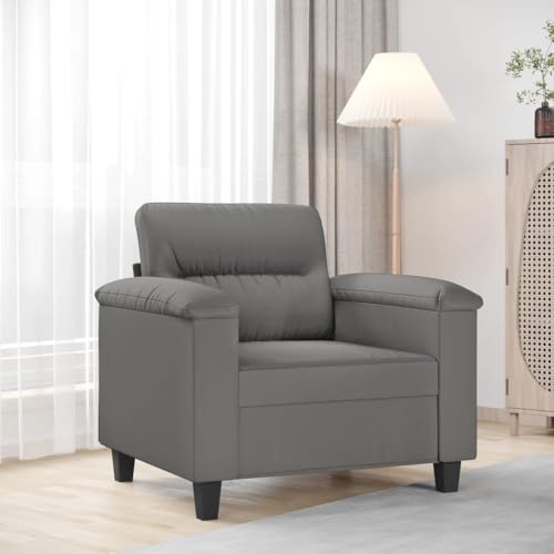 QJBSAVVA Sessel Dunkelgrau Moderner Relaxsessel mit Mikrofasergewebe Bequem & Langlebig für Wohnzimmer Balkon oder Büro 90 x 77 x 80 cm von QJBSAVVA
