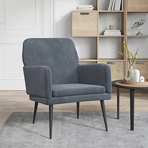 QJBSAVVA Sessel Dunkelgrau Samt Relaxsessel mit Metallgestell 62x79x79 cm Bequemer Loungesessel für Wohnzimmer Schlafzimmer und Balkon QJBSAVVA Sessel Dunkelgrau Samt Relaxsessel mit Metallgestell 62x79x79 cm Bequemer Loungesessel für Wohnzimmer Schlafzimmer und Balkon von QJBSAVVA
