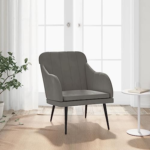 QJBSAVVA Sessel Dunkelgrau Samt Relaxsessel mit Metallgestell 63 x 76 x 80 cm Bequem für Wohnzimmer Schlafzimmer und Balkon von QJBSAVVA