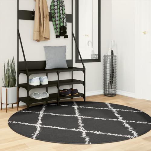 QJBSAVVA Shaggy Teppich Pamplona Hochflor Modern Schwarz Creme Ø 160 cm Weicher Flauschiger Langflor für Wohnzimmer Schlafzimmer und Flur 100% Polypropylen mit Oeko TEX Standard 100 QJBSAVVA Shaggy Teppich Pamplona Hochflor Modern Schwarz Creme Ø 160 cm Weicher Flauschiger Langflor für Wohnzimmer Schlafzimmer und Flur 100% Polypropylen mit Oeko TEX Standard 100 von QJBSAVVA