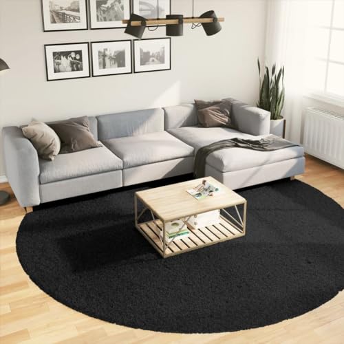 QJBSAVVA Shaggy Teppich Pamplona Hochflor Modern Schwarz Ø 280 cm weicher Flauschiger Langflor für Wohnzimmer Schlafzimmer und Flur QJBSAVVA Shaggy Teppich Pamplona Hochflor Modern Schwarz Ø 280 cm weicher Flauschiger Langflor für Wohnzimmer Schlafzimmer und Flur von QJBSAVVA