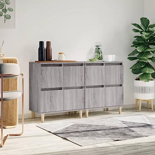 QJBSAVVA Sideboard 2er Set Grau Sonoma 60x35x70 cm aus Holzwerkstoff - Modernes Design mit 4 Fächern für Wohnzimmer, Küche oder Flur QJBSAVVA Sideboard 2er Set Grau Sonoma 60x35x70 cm aus Holzwerkstoff - Modernes Design mit 4 Fächern für Wohnzimmer, Küche oder Flur von QJBSAVVA