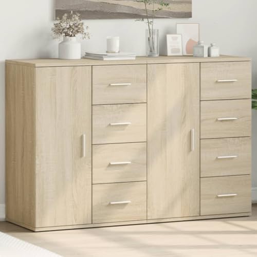 QJBSAVVA Sideboard 2er Set Sonoma-Eiche Holzwerkstoff 59x39x80 cm - Modernes Design, Robust und Langlebig für Wohnzimmer, Küche oder Flur von QJBSAVVA