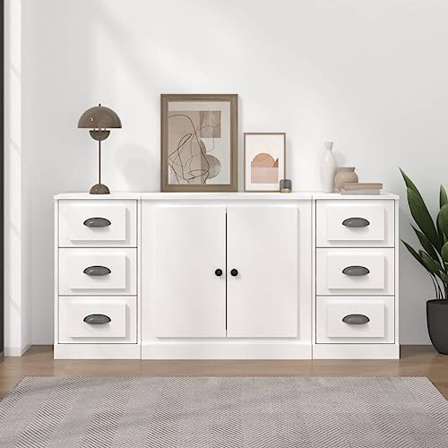 QJBSAVVA Sideboard 3er Set Weiß Holzwerkstoff Modernes Design Viel Stauraum für Wohnzimmer Küche Flur QJBSAVVA Sideboard 3er Set Weiß Holzwerkstoff Modernes Design Viel Stauraum für Wohnzimmer Küche Flur von QJBSAVVA
