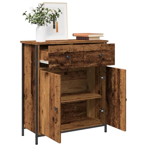 QJBSAVVA Sideboard Altholz-Optik 70x30x80 cm Holzwerkstoff mit verstellbaren Beinen, robuster Oberplatte & viel Stauraum von QJBSAVVA