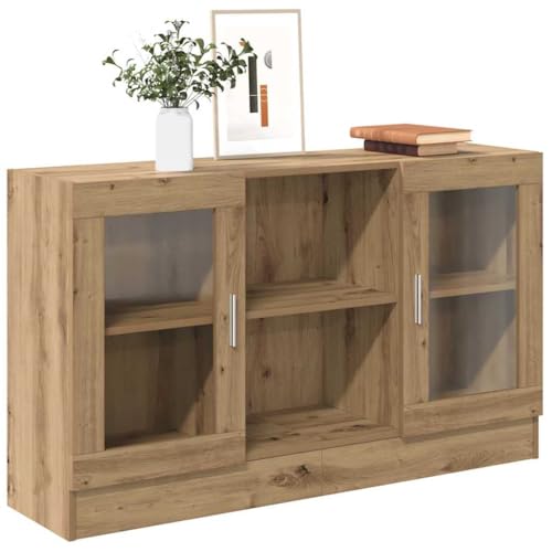 QJBSAVVA Sideboard Artisan-Eiche 120 cm Breit Holzwerkstoff Modernes Design mit 2 Türen & 2 Fächern - Langlebiges Sideboard für Wohnzimmer, Küche & Flur von QJBSAVVA