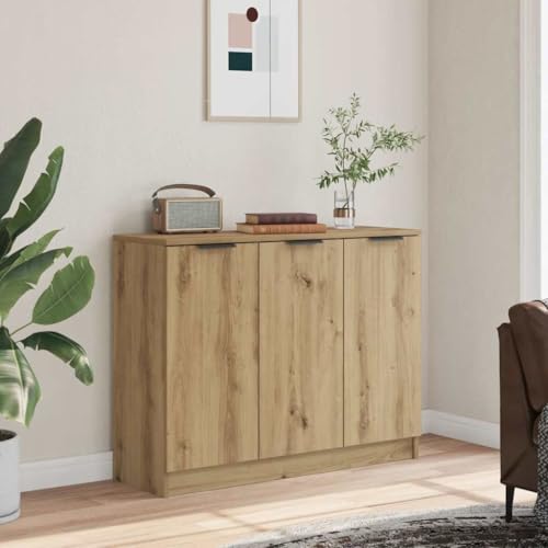 QJBSAVVA Sideboard Artisan-Eiche 90,5 cm Modernes Design Holzwerkstoff Beistellschrank mit 3 Türen für Wohnzimmer, Küche & Flur QJBSAVVA Sideboard Artisan-Eiche 90,5 cm Modernes Design Holzwerkstoff Beistellschrank mit 3 Türen für Wohnzimmer, Küche & Flur von QJBSAVVA