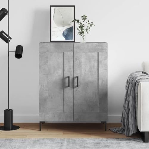 QJBSAVVA Sideboard Betongrau 69,5x34x90 cm Holzwerkstoff mit Metall - Modernes Design, Viel Stauraum für Wohnzimmer, Küche oder Flur von QJBSAVVA