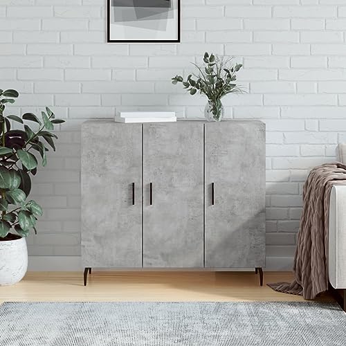 QJBSAVVA Sideboard Betongrau 90x34x80 cm Modernes Wohnzimmer Sideboard mit Metallbeinen, Holzwerkstoff, Stauraum für Küche, Flur oder Esszimmer QJBSAVVA Sideboard Betongrau 90x34x80 cm Modernes Wohnzimmer Sideboard mit Metallbeinen, Holzwerkstoff, Stauraum für Küche, Flur oder Esszimmer von QJBSAVVA