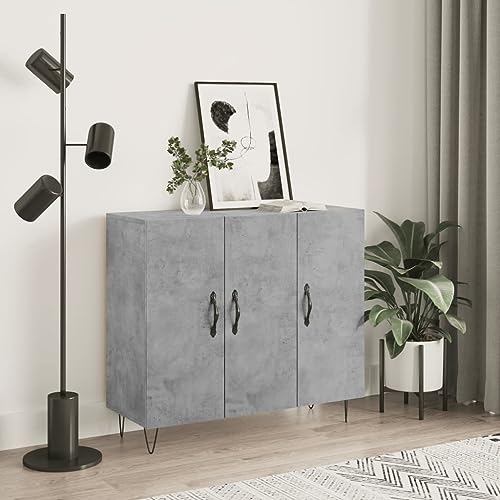 QJBSAVVA Sideboard Betongrau 90x34x80 cm Modernes Wohnzimmer Sideboard mit Metallbeinen & Stauraum QJBSAVVA Sideboard Betongrau 90x34x80 cm Modernes Wohnzimmer Sideboard mit Metallbeinen & Stauraum von QJBSAVVA