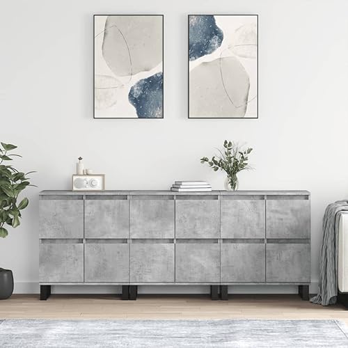 QJBSAVVA Sideboard Betongrau aus Holzwerkstoff - Modernes 3er Set mit viel Stauraum für Wohnzimmer, Küche oder Flur QJBSAVVA Sideboard Betongrau aus Holzwerkstoff - Modernes 3er Set mit viel Stauraum für Wohnzimmer, Küche oder Flur von QJBSAVVA