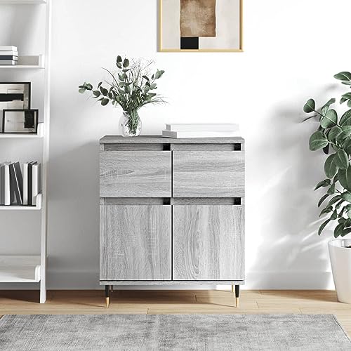QJBSAVVA Sideboard Grau Sonoma 60x35x70 cm aus Holzwerkstoff mit Eisenbeinen - Modernes Beistellschrank für Wohnzimmer, Küche & Flur QJBSAVVA Sideboard Grau Sonoma 60x35x70 cm aus Holzwerkstoff mit Eisenbeinen - Modernes Beistellschrank für Wohnzimmer, Küche & Flur von QJBSAVVA
