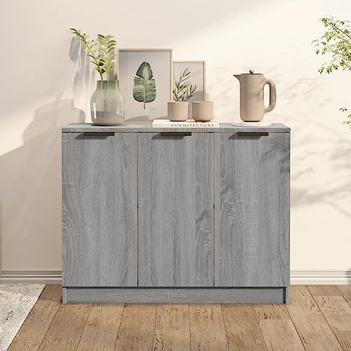QJBSAVVA Sideboard Grau Sonoma 90,5x30x70 cm Holzwerkstoff - Modernes Design mit 3 Türen, Robuste Oberplatte & Viel Stauraum für Wohnzimmer, Küche oder Flur QJBSAVVA Sideboard Grau Sonoma 90,5x30x70 cm Holzwerkstoff - Modernes Design mit 3 Türen, Robuste Oberplatte & Viel Stauraum für Wohnzimmer, Küche oder Flur von QJBSAVVA