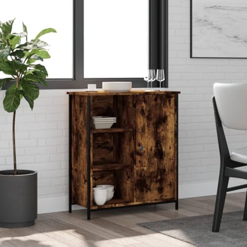 QJBSAVVA Sideboard Räuchereiche 70x30x80 cm Holzwerkstoff - Modernes Sideboard für Wohnzimmer & Küche mit Stauraum & verstellbaren Beinen von QJBSAVVA
