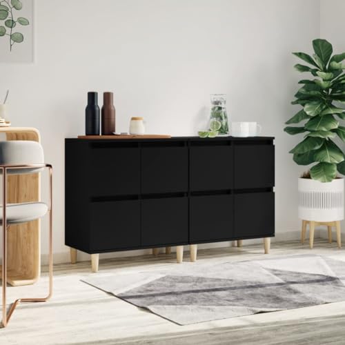 QJBSAVVA Sideboard Schwarz 2er Set Holzwerkstoff 60x35x70 cm Modernes Design mit 4 Fächern für Wohnzimmer Küche Flur QJBSAVVA Sideboard Schwarz 2er Set Holzwerkstoff 60x35x70 cm Modernes Design mit 4 Fächern für Wohnzimmer Küche Flur von QJBSAVVA