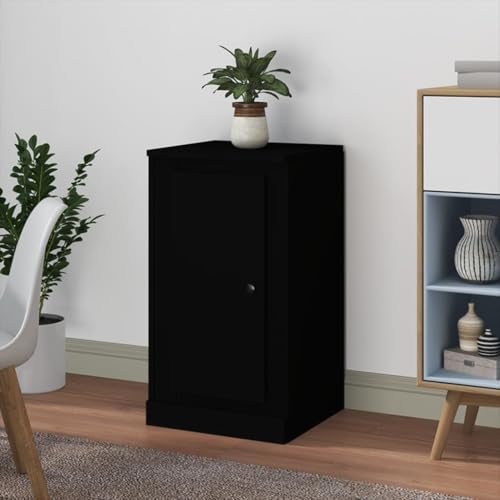 QJBSAVVA Sideboard Schwarz 37,5x35,5x67,5 cm Holzwerkstoff - Modernes Design mit viel Stauraum für Wohnzimmer, Küche oder Flur von QJBSAVVA