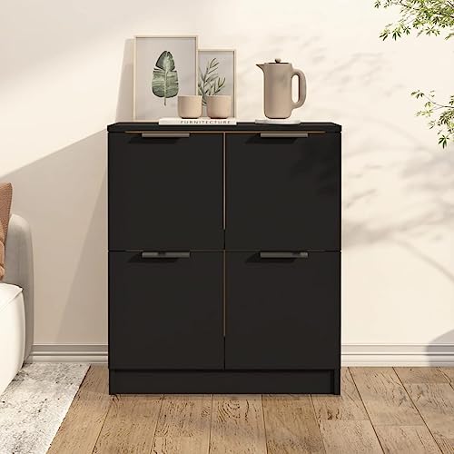 QJBSAVVA Sideboard Schwarz 60x30x70 cm Holzwerkstoff Modernes Design mit 4 Türen und robuster Oberplatte für Wohnzimmer, Küche oder Flur QJBSAVVA Sideboard Schwarz 60x30x70 cm Holzwerkstoff Modernes Design mit 4 Türen und robuster Oberplatte für Wohnzimmer, Küche oder Flur von QJBSAVVA