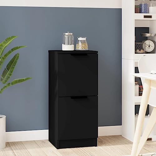 QJBSAVVA Sideboard Schwarz Holzwerkstoff 30x30x70 cm Modernes Design mit Stauraum für Wohnzimmer, Küche & Flur von QJBSAVVA