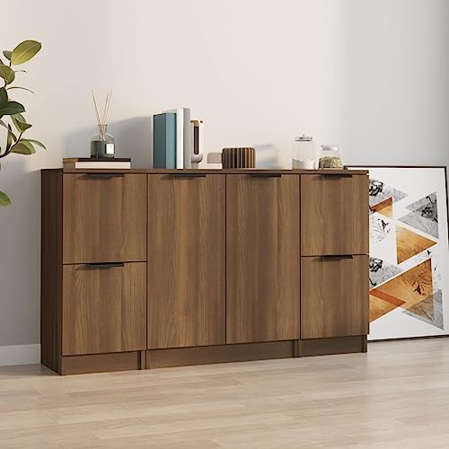 QJBSAVVA Sideboard Set 3-TLG. Braun Eichen-Optik Holzwerkstoff Kommode Wohnzimmer Flur Küche Stauraum Möbel Modernes Design QJBSAVVA Sideboard Set 3-TLG. Braun Eichen-Optik Holzwerkstoff Kommode Wohnzimmer Flur Küche Stauraum Möbel Modernes Design von QJBSAVVA