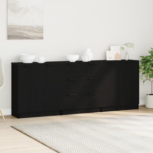 QJBSAVVA Sideboard Set Schwarz Eiche Holzwerkstoff Modernes Design 180 cm Breit 3-TLG für Wohnzimmer Esszimmer Küche mit Viel Stauraum QJBSAVVA Sideboard Set Schwarz Eiche Holzwerkstoff Modernes Design 180 cm Breit 3-TLG für Wohnzimmer Esszimmer Küche mit Viel Stauraum von QJBSAVVA