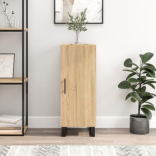 QJBSAVVA Sideboard Sonoma-Eiche 34,5x34x90 cm Holzwerkstoff mit Metallbeinen, modernes Design, 3 Fächer & praktische Tür, für Wohnzimmer, Küche oder Flur QJBSAVVA Sideboard Sonoma-Eiche 34,5x34x90 cm Holzwerkstoff mit Metallbeinen, modernes Design, 3 Fächer & praktische Tür, für Wohnzimmer, Küche oder Flur von QJBSAVVA