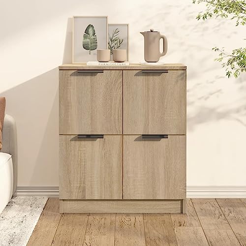 QJBSAVVA Sideboard Sonoma-Eiche 60x30x70 cm Holzwerkstoff Modernes Design mit 4 Türen & robuster Oberplatte QJBSAVVA Sideboard Sonoma-Eiche 60x30x70 cm Holzwerkstoff Modernes Design mit 4 Türen & robuster Oberplatte von QJBSAVVA