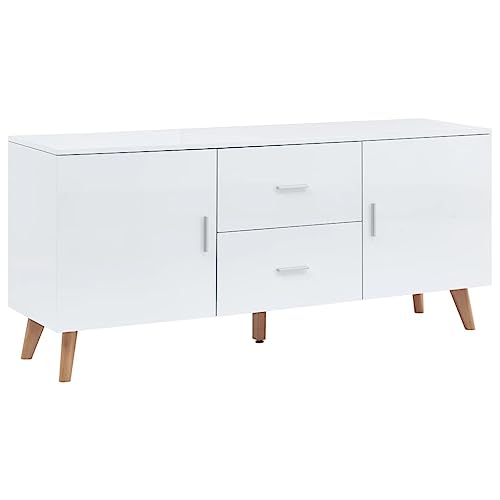 QJBSAVVA Sideboard Weiß 160×40×70 cm Modernes MDF Sideboard mit Holzbeinen, 2 Schubladen & 2 Fächern, Stauraum für Wohnzimmer, Flur oder Schlafzimmer QJBSAVVA Sideboard Weiß 160×40×70 cm Modernes MDF Sideboard mit Holzbeinen, 2 Schubladen & 2 Fächern, Stauraum für Wohnzimmer, Flur oder Schlafzimmer von QJBSAVVA