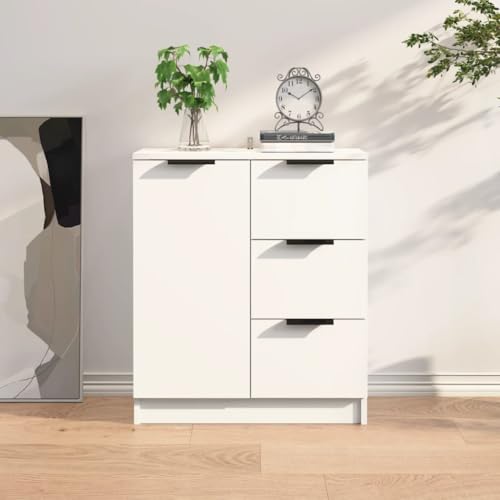 QJBSAVVA Sideboard Weiß 60x30x70 cm Holzwerkstoff Modernes Design mit Stauraum für Wohnzimmer Küche Flur von QJBSAVVA
