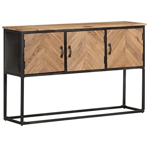 QJBSAVVA Sideboard Wohnzimmer 120 cm Breit aus Massivholz Akazie mit Eisengestell - Industrieller Stil, Robuste Kommode mit 3 Fächern für Wohnzimmer, Flur oder Esszimmer QJBSAVVA Sideboard Wohnzimmer 120 cm Breit aus Massivholz Akazie mit Eisengestell - Industrieller Stil, Robuste Kommode mit 3 Fächern für Wohnzimmer, Flur oder Esszimmer von QJBSAVVA