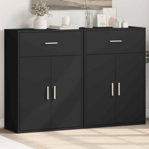 QJBSAVVA Sideboard Wohnzimmer 2er Set Schwarz Holzwerkstoff Modernes Design mit Reichlich Stauraum für Küche, Flur und Esszimmer QJBSAVVA Sideboard Wohnzimmer 2er Set Schwarz Holzwerkstoff Modernes Design mit Reichlich Stauraum für Küche, Flur und Esszimmer von QJBSAVVA