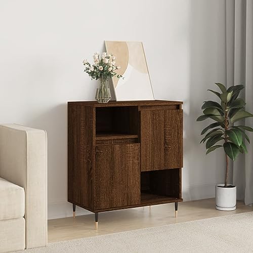 QJBSAVVA Sideboard Wohnzimmer Braun Eichen-Optik 60x35x70 cm aus Holzwerkstoff & Eisen - Modernes Design mit Stauraum für Living Room, Küche & Flur von QJBSAVVA
