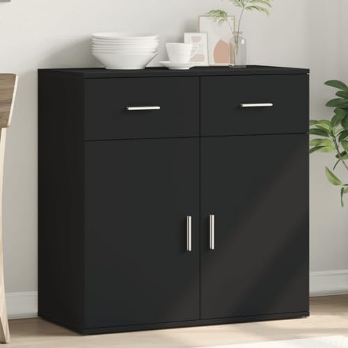 QJBSAVVA Sideboard Wohnzimmer Modernes Design Schwarz Holzwerkstoff 79x38x80 cm Stauraum für Bücher & Deko Robustes Lowboard für Flur, Küche & Esszimmer von QJBSAVVA