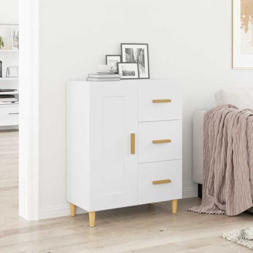 QJBSAVVA Sideboard Wohnzimmer Weiß aus Holzwerkstoff & Massivholz Eukalyptus von QJBSAVVA