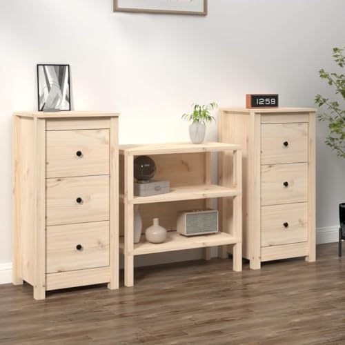 QJBSAVVA Sideboard aus massivem Kiefernholz, 2 Stück Set, 40x35x80 cm, Beistellschrank für Wohnzimmer, Küche & Flur, rustikales Design mit reichlich Stauraum von QJBSAVVA