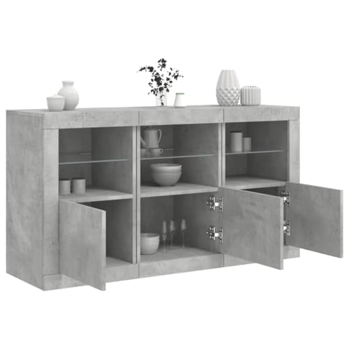 QJBSAVVA Sideboard mit RGB-LED-Beleuchtung Betongrau 123x37x67 cm Modernes Wohnzimmer Buffet mit USB-Anschluss Stauraum & Präsentationsfläche QJBSAVVA Sideboard mit RGB-LED-Beleuchtung Betongrau 123x37x67 cm Modernes Wohnzimmer Buffet mit USB-Anschluss Stauraum & Präsentationsfläche von QJBSAVVA